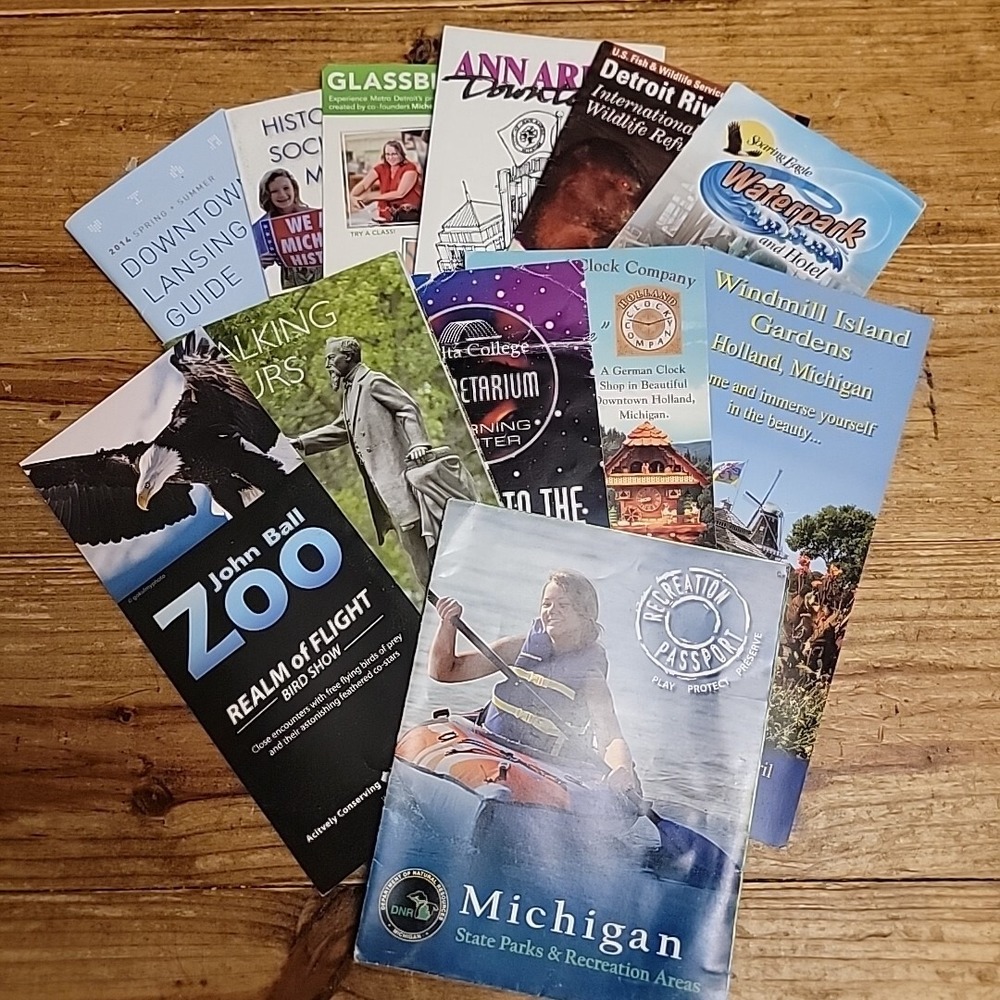MICHIGAN MI‎ Travel Brochures Bundle of 12 Maps Booklets Travel Memorabilia